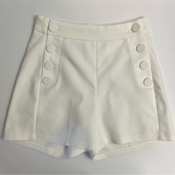 Express Pants - EXPRESS Super High Waisted Tailored
Shorts-Ivory